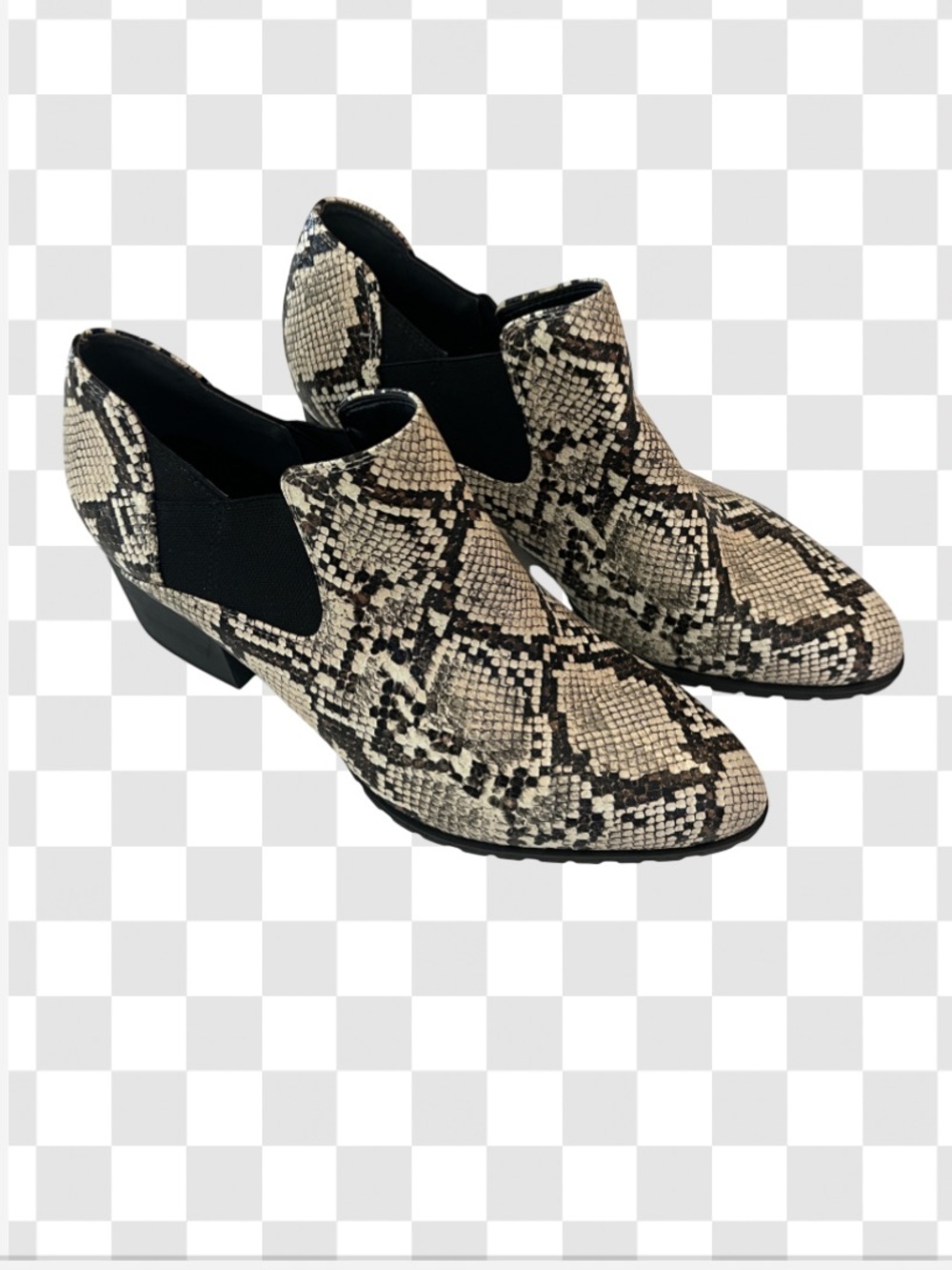 VIONIC NWT Belmont Ankle Boots Snake Print Leather - SZ 9 Wide